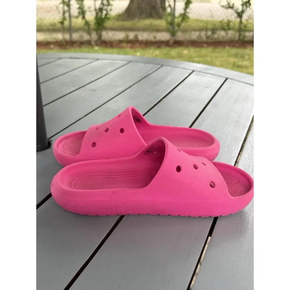 Crocs Classic Slides Pink Slip On Sandals Shoes Hot Pink Kids Youth Size J4